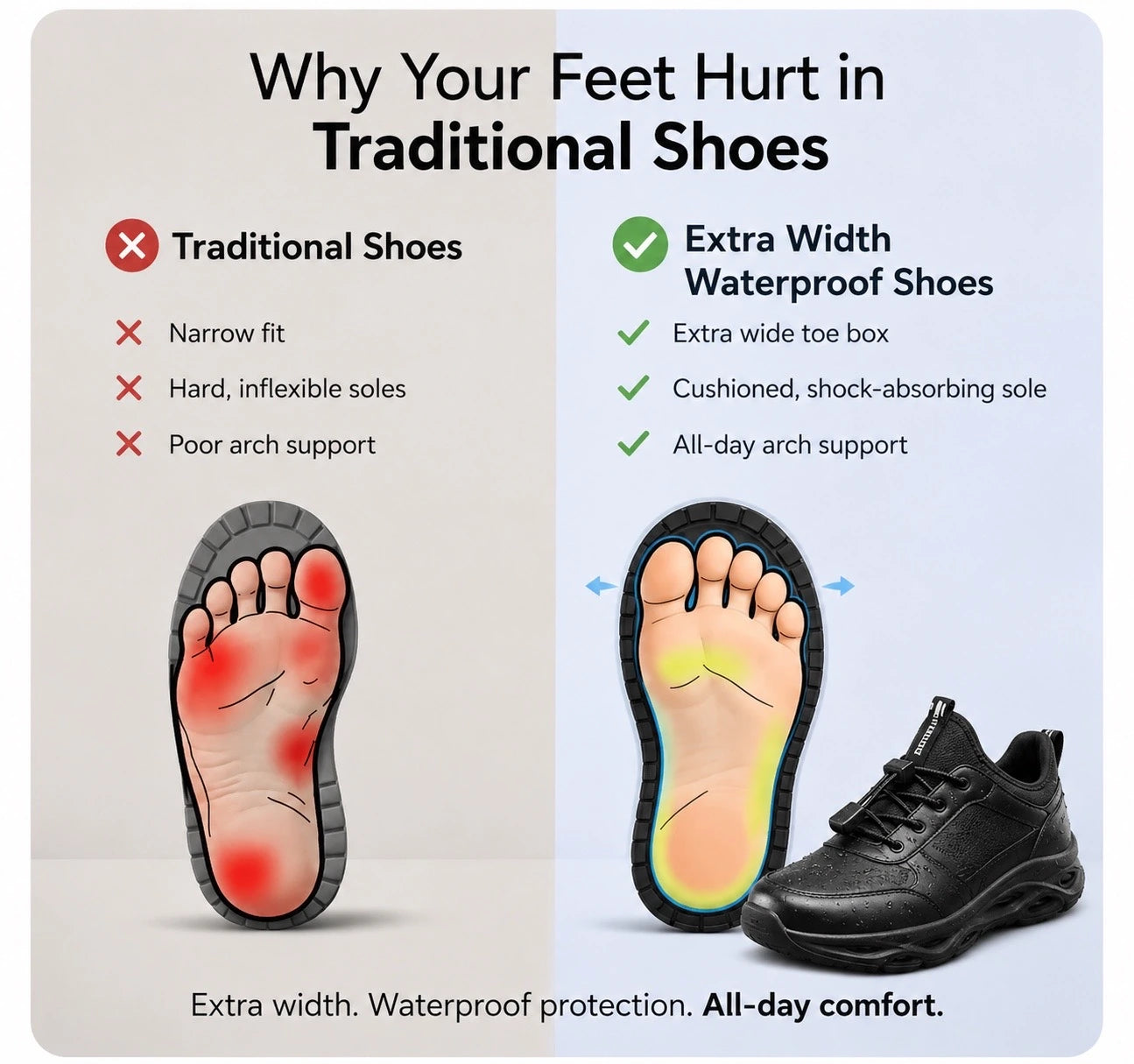 Extra Width Waterproof Comfort Shoes